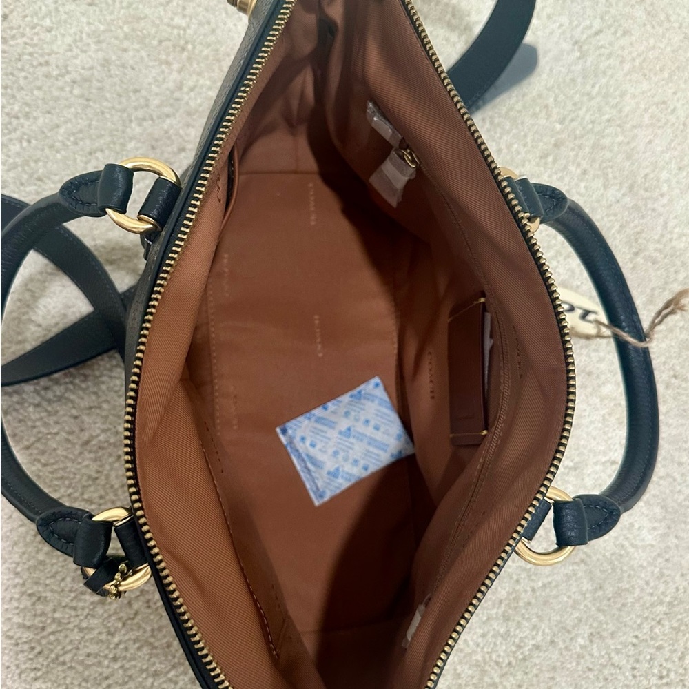 Coach Black Leather Satchel with Gold Accents - Picture 5 of 8